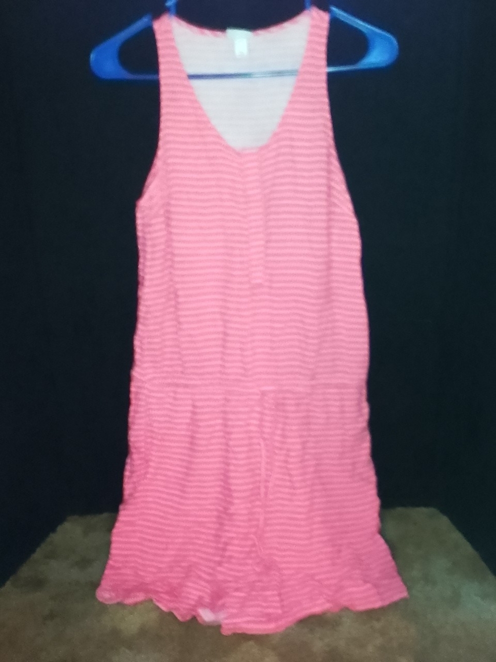 Women’s Pink Striped Sleeveless Casual Jumper Button Down Front Merona Medium